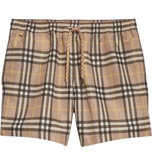 Burberry Beige Check Pattern Martin Streetwear Beach Shorts Pool Swim Trunks NWT